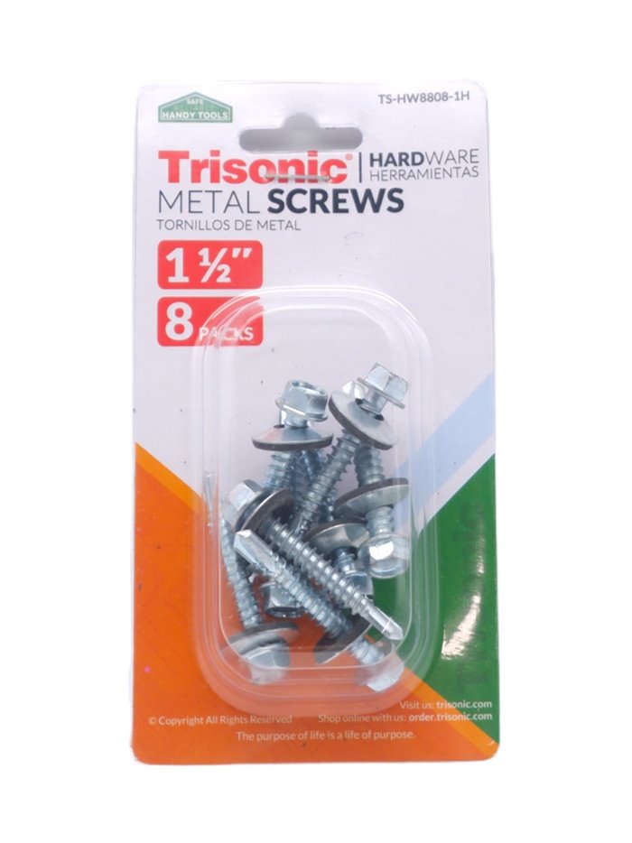 30102 - Trisonic Metal Screws 1 1/2" 8Pcs (TS-HW8808-1H) - Box:  - Loc: A1