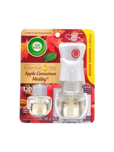 30221 - Air Wick 1 Warmer + 2 Refill, Apple Cinnamon Medley, 40ml (Case Of 3) - Box:  - Loc: 