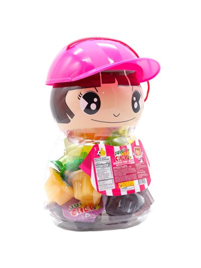 30224 - Juicy Chew Assorted Fruit Jellies, Baseball Girl Jar - 6ct/41.95oz. - Box:  - Loc: L8