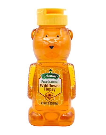 30225 - Colonial Teddy Bear Wildflower Honey 12 oz - Box:  - Loc: 