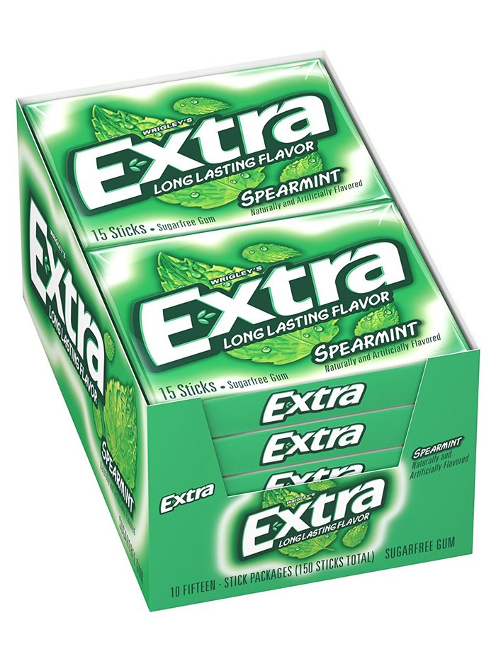 2980 - Extra Gum Spearmint - 10/15 Sticks - Box:  - Loc: N1