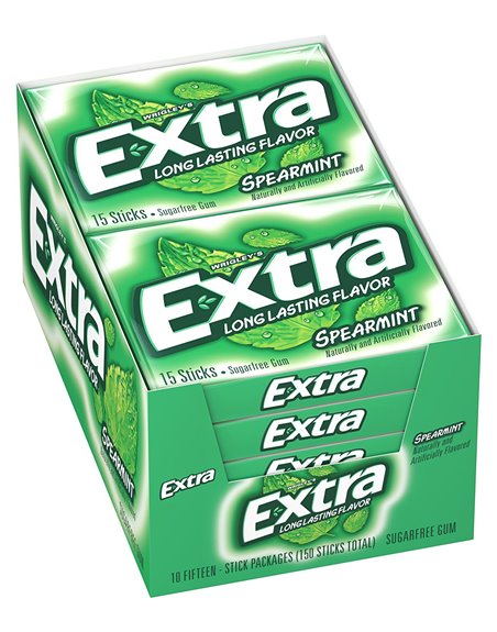 2980 - Extra Gum Spearmint - 10/15 Sticks - Box:  - Loc: N1