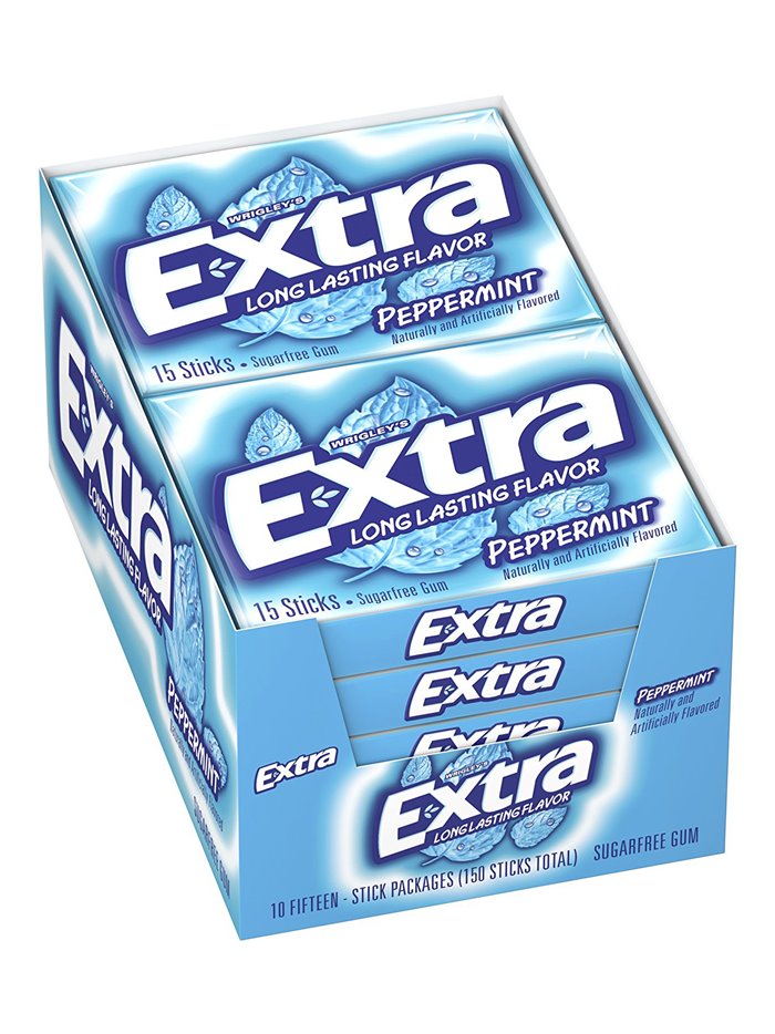 2986 - Extra Gum Peppermint - 10/15 Sticks - Box:  - Loc: N1