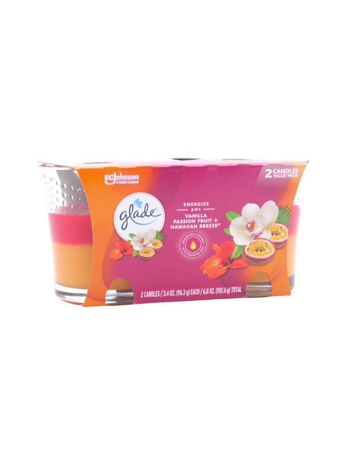 30530 - Glade Candle 2in1 Hawaiian Breeze & Vanilla Passion Fruit - 6.8 oz. (Case of 3) - Box:  - Loc: I5