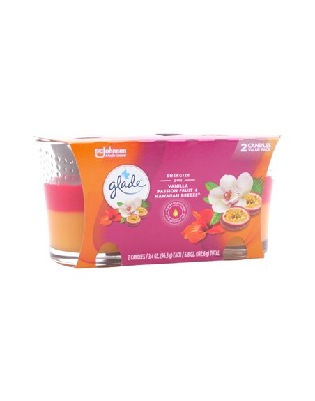 30530 - Glade Candle 2in1 Hawaiian Breeze & Vanilla Passion Fruit - 6.8 oz. (Case of 3) - Box:  - Loc: I5
