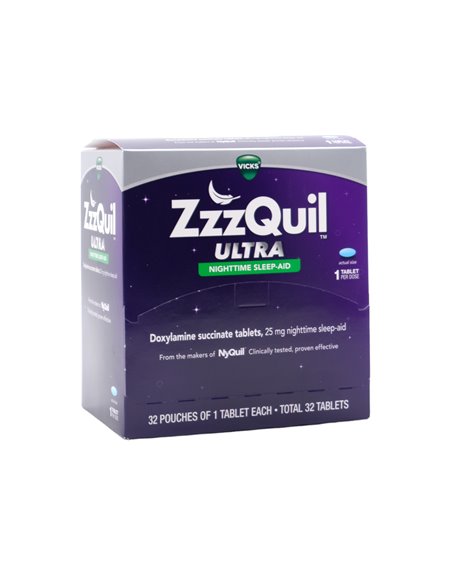 30659 - ZzzQuil Ultra Night Time Sleep-Aid - 32 Pouches Of 1 Tablet Each - Box:  - Loc: K2