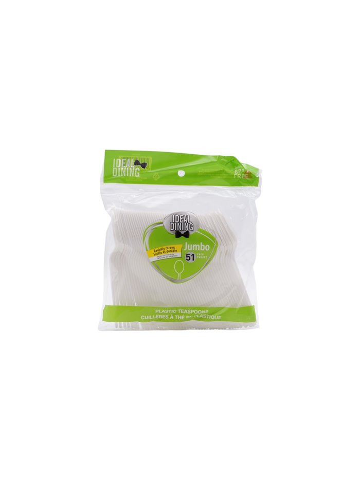 30910 - Ideal Plastic Teaspoons (White) - 48 Pack/51ct. - Box:  - Loc: I6