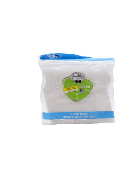 30912 - Ideal Dining Plastic Forks (White) - 48 Pack/ 51ct - Box:  - Loc: A10