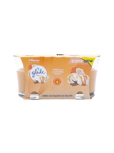 30914 - Glade Candle Vanilla Caramel Twist - 6.8 oz. (Case of 3) - Box:  - Loc: I5