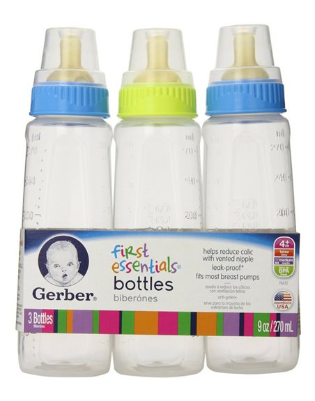 5104 - Gerber First Essentials Baby Bottles, 9 oz. - (Pack of 6) - Box:  - Loc: J4