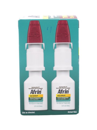 30980 - Afrin Nasal Spray Severe Congestion Nasal Pump Mist (Twin Pack) - 1/2 fl. oz. - Box:  - Loc: F1