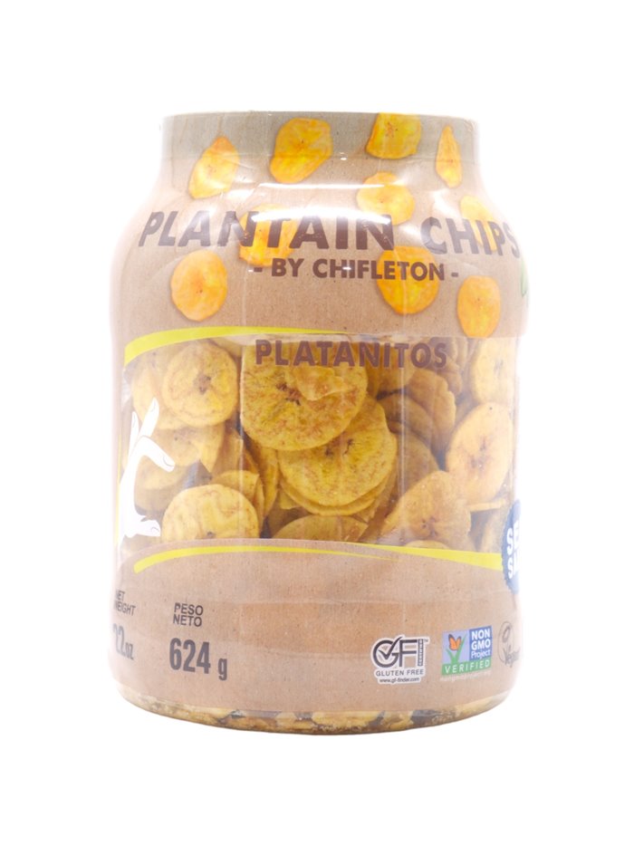 31304 - Fiesta Plantain Chips By Chifeton. Sea Salt (Jar),  - 6/22oz. (Case Of 6) - Box:  - Loc: L8
