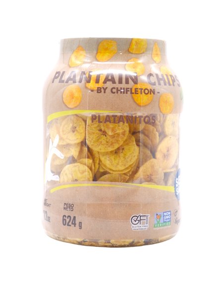 31304 - Fiesta Plantain Chips By Chifeton. Sea Salt (Jar),  - 6/22oz. (Case Of 6) - Box:  - Loc: L8
