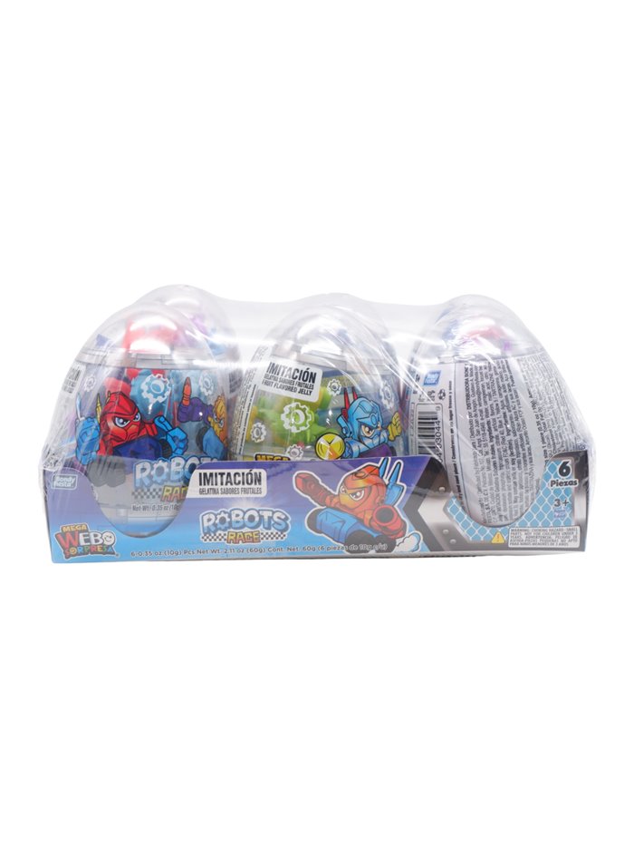 31310 - Mega Surprise Egg, Robot Race - 6ct/60g. Case Of 8 - Box:  - Loc: L12