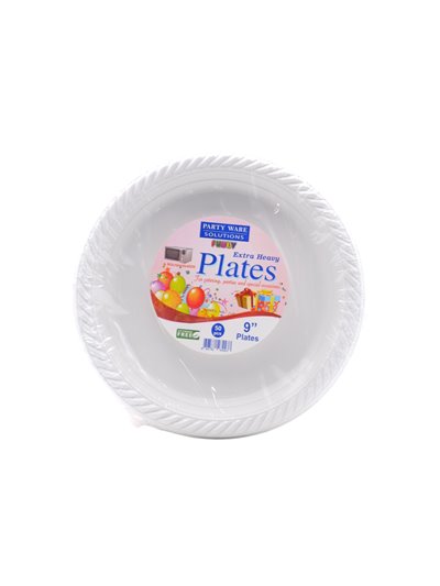 31492 - Party Time Z Model Plastic Plates 9 inch - 50 Count. White ( 12 Pack ) - Box:  - Loc: D11