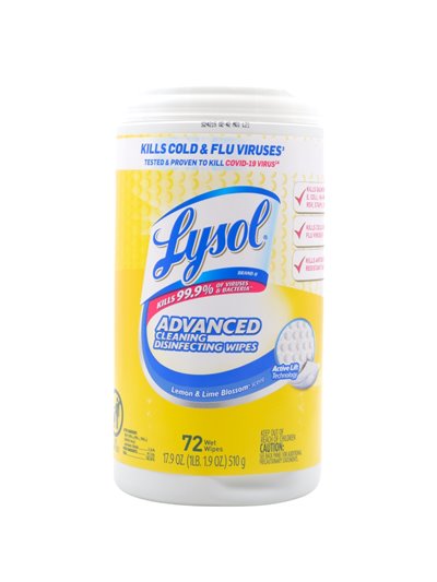 31499 - Lysol Wipes Adv Cleaning - 72ct (Case of 5) - Box:  - Loc: 