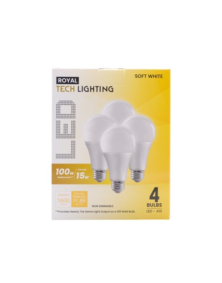 31526 - Royal. Light Bulbs, Soft White, 100 Watts - 12 Pack/4 Bulbs. (Case Of 48) - Box:  - Loc: I10