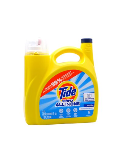 31548 - Tide Simply All In One Liquid Detergent, Refreshing Breeze - 115 fl. oz. (Case of 4) - Box:  - Loc: C5
