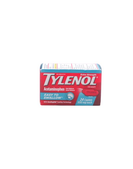 31589 - Tylenol Extra Strength (Easy To Swallow) 500mg - 24ct - Box:  - Loc: K1