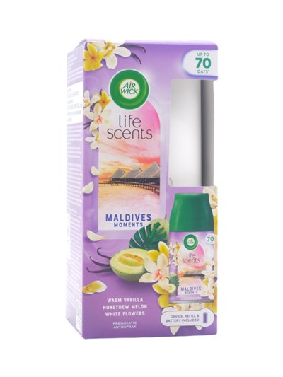 31596 - Air Wick Refill Freshmatic Machine + Can, Maldives Moments Warm Vanilla Honeydew Melon White Flowers - 250ml (Case of 4)