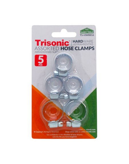 31661 - Trisonic Assorted Hose Clamp. 5 Pcs. ( TS-HW8816 ) - Box:  - Loc: A1