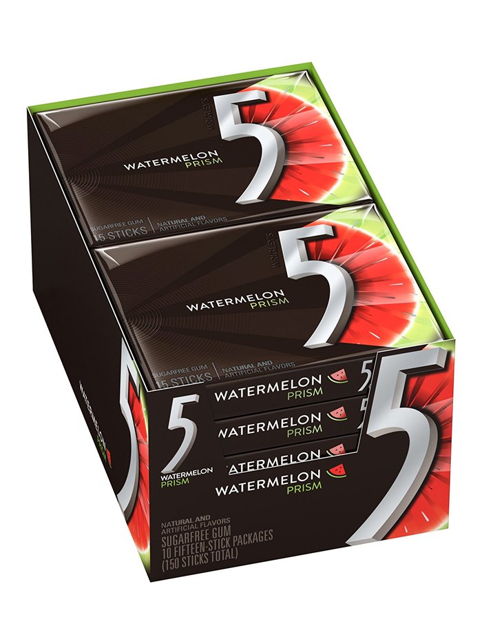 6730 - 5 Gum Watermelon Prism - 10/15 Sticks - Box:  - Loc: N2