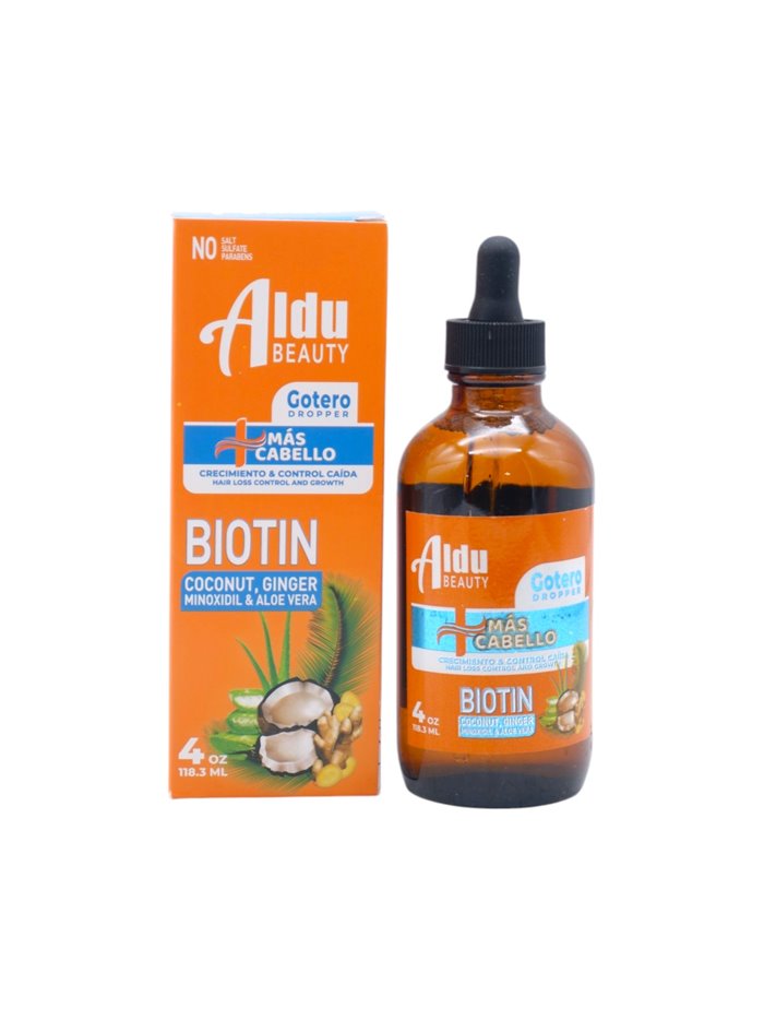 31907 - Aldu Biotin Gotero Dropper (Ginger, Coconut, Aloe Vera, and Minoxidil) - 4 fl. oz. (Case of 24) - Box:  - Loc: I2