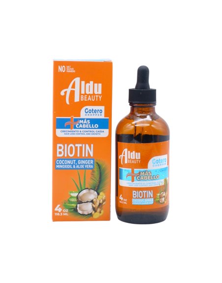 31907 - Aldu Biotin Gotero Dropper (Ginger, Coconut, Aloe Vera, and Minoxidil) - 4 fl. oz. (Case of 24) - Box:  - Loc: I2