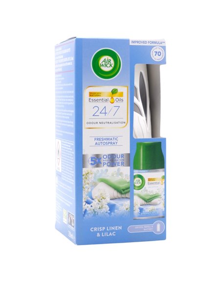 31954 - Air Wick Freshmatic Autospray Kit, Crisp Linen & Lilac - 250ml. (Case of 4) - Box:  - Loc: I3