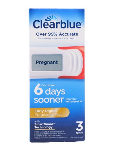 32068 - Clear Blue Pregnancy Test (Early Digital Pregnancy Test). 3ct - Box:  - Loc: K10