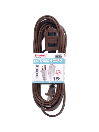 32096 - Trisonic Extension Cord, Brown - 15 ft. ( TS-4715B) - Box:  - Loc: I10