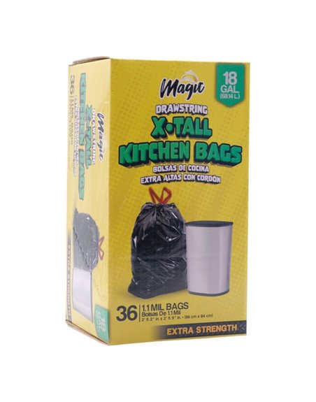 32172 - Magic Drawstring Black  X-Tall Kitchen Bag 18 gal - Box:  - Loc: 
