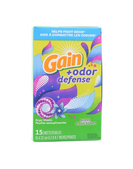 32278 - Gain Dryer Sheets, Super Fresh Blast - 15ct (Case of 15) - Box:  - Loc: C1
