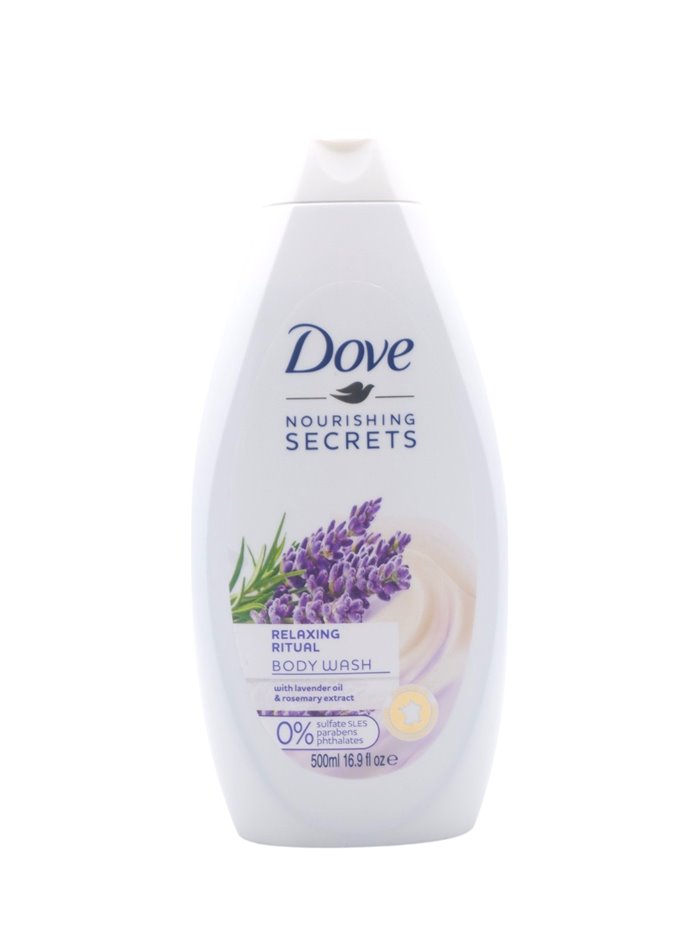 32464 - Dove Body Wash, Relaxing, Lavender Oil & Rosemary Extract & Rice Water - 500ml. (Case of 12) - Box:  - Loc: I3