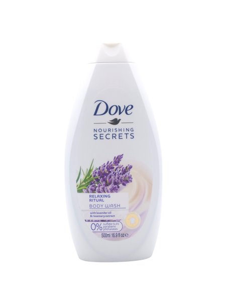 32464 - Dove Body Wash, Relaxing, Lavender Oil & Rosemary Extract & Rice Water - 500ml. (Case of 12) - Box:  - Loc: I3