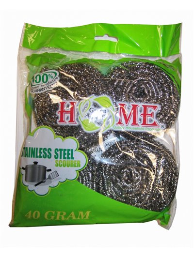 9836 - Stainless Steel Scourer - 40g (4 Pack) - Box:  - Loc: J8