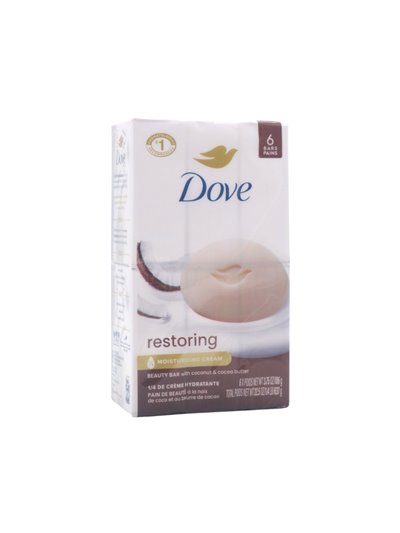 32627 - Dove Soap Bar, Restoring W/ Coconut & Cocoa Butter Pkg Of 6 - 3.75oz (Case Of 72) - Box:  - Loc: K6