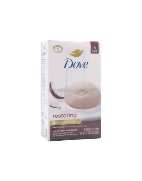 32627 - Dove Soap Bar, Restoring W/ Coconut & Cocoa Butter Pkg Of 6 - 3.75oz (Case Of 72) - Box:  - Loc: K6