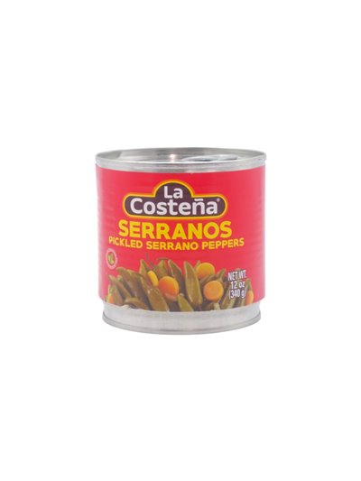 32701 - La Costeña Pickled Serrano Peppers - 12 oz. (Pack of 12) - Box:  - Loc: H12
