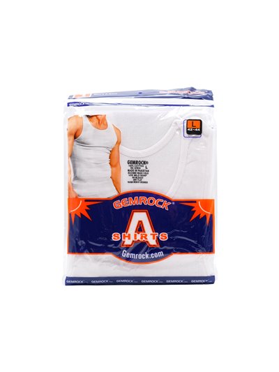 32920 - A-Shirt Gemrock White. (Large) - 12ct. - Box:  - Loc: L0