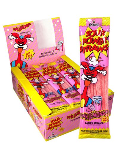 10148 - Sour Power Straws Pink Lemonade - 24ct - Box:  - Loc: L12