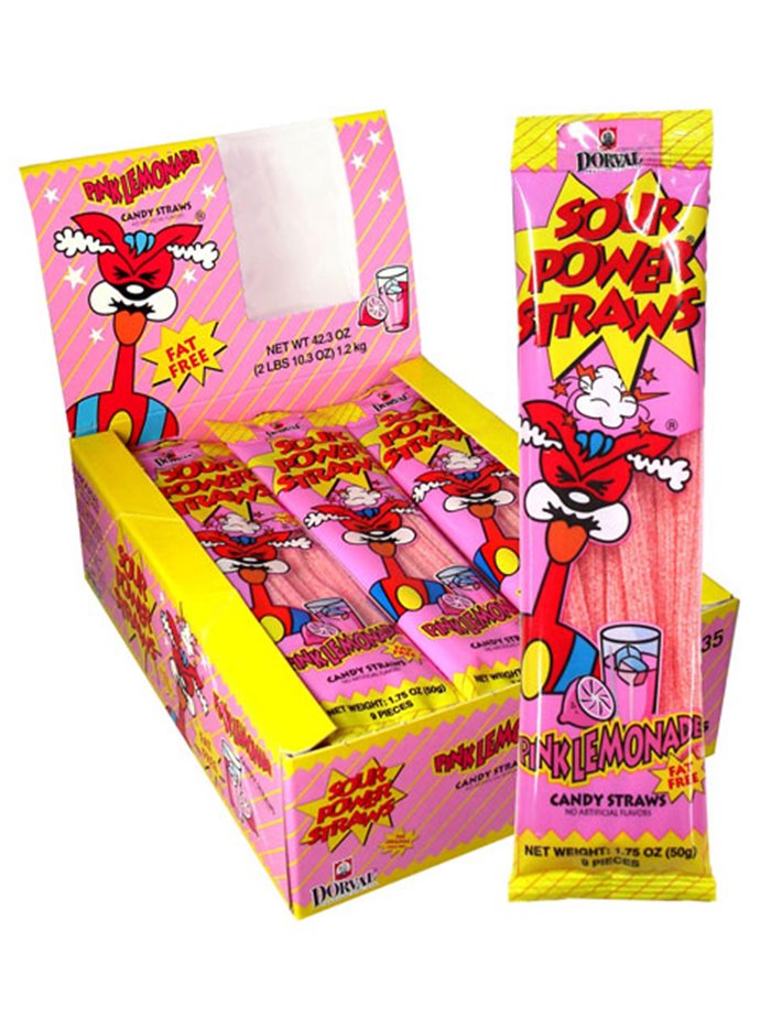 10148 - Sour Power Straws Pink Lemonade - 24ct - Box:  - Loc: L12