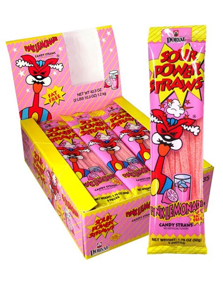 10148 - Sour Power Straws Pink Lemonade - 24ct - Box:  - Loc: L12