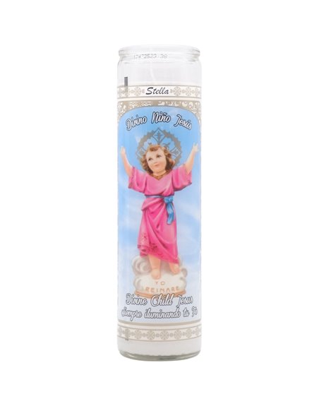 33255 - Brilux Glass Candle  Nino Divino. (White/Blanco). Case 12ct - Box:  - Loc: A9