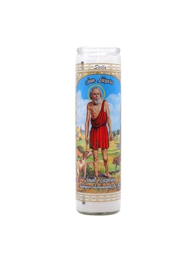 33258 - Brilux Glass Candle  San Lazaro. (White/Blanco). Case 12ct - Box:  - Loc: A9
