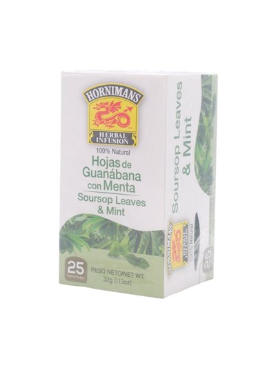 33413 - Hornimans. Soursop Leaves 7 Mints - 1.13 oz. ( 25 Bags ) - Box:  - Loc: M1