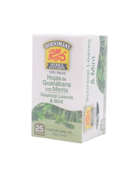 33413 - Hornimans. Soursop Leaves 7 Mints - 1.13 oz. ( 25 Bags ) - Box:  - Loc: M1