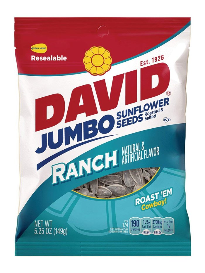 10604 - David Sunflower Seeds, Ranch - 5.25 oz. ( 12 Packs ) - Box:  - Loc: M11