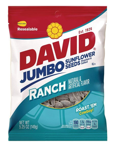 10604 - David Sunflower Seeds, Ranch - 5.25 oz. ( 12 Packs ) - Box:  - Loc: M11