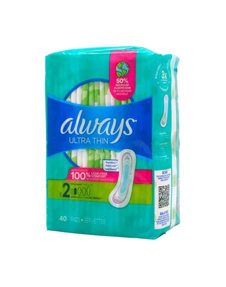 33539 - Always Ultra Thin Size 2 - 3 x 40's 75948 - Box:  - Loc: E3